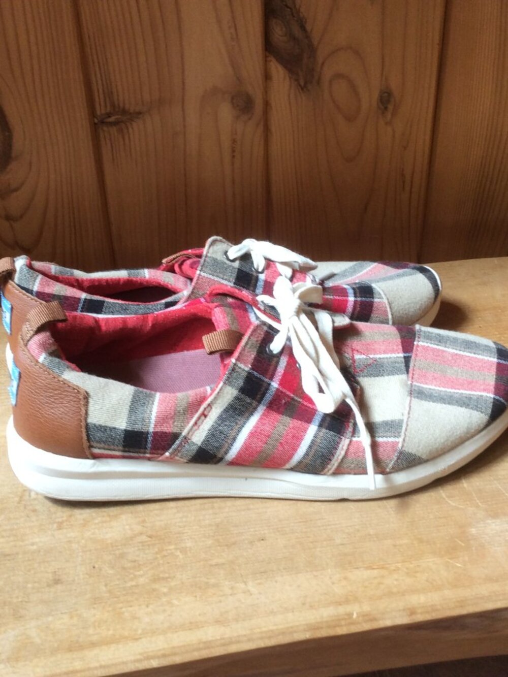 Toms Plaid Del Rey Lace Up Classic Preppy Academia Sneaker Shoes Size 9